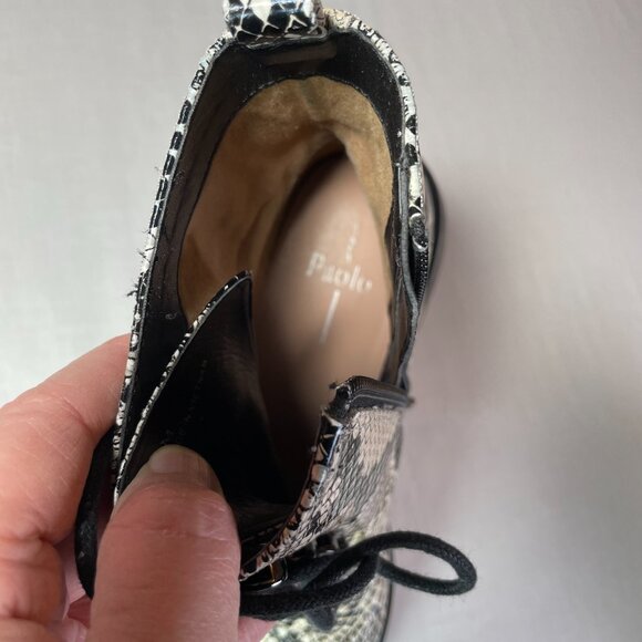 Paolo Trinity Boots Snakeskin Print Moto Combat Lace Up Zipper Size 8 - Picture 10 of 11